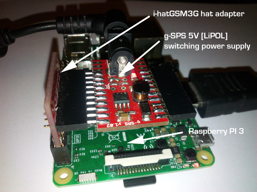 Raspberry PI + g-SPS 5V [LiPOL], power the Raspberry PI from +6-20V power supplies