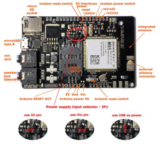 GSM GPRS SHIELD - Arduino RASPBERY PI compatible a-gsm 2.064 top description