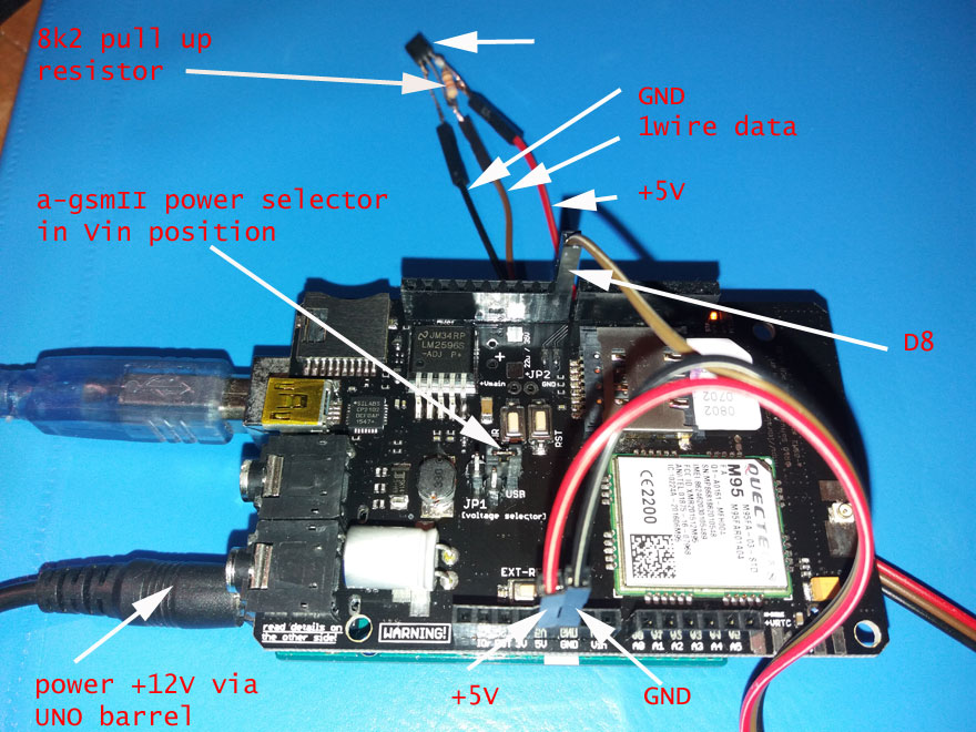 IoT temperature CLOUD logger GSM :: HARDWARE HOW TO WIRE