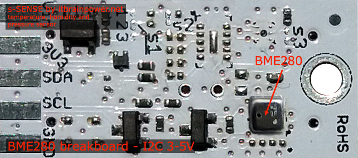BME280 I2C sensor break out board temperature humidity pressure Sensor - s-Sense by itbrainpower.net :: top view