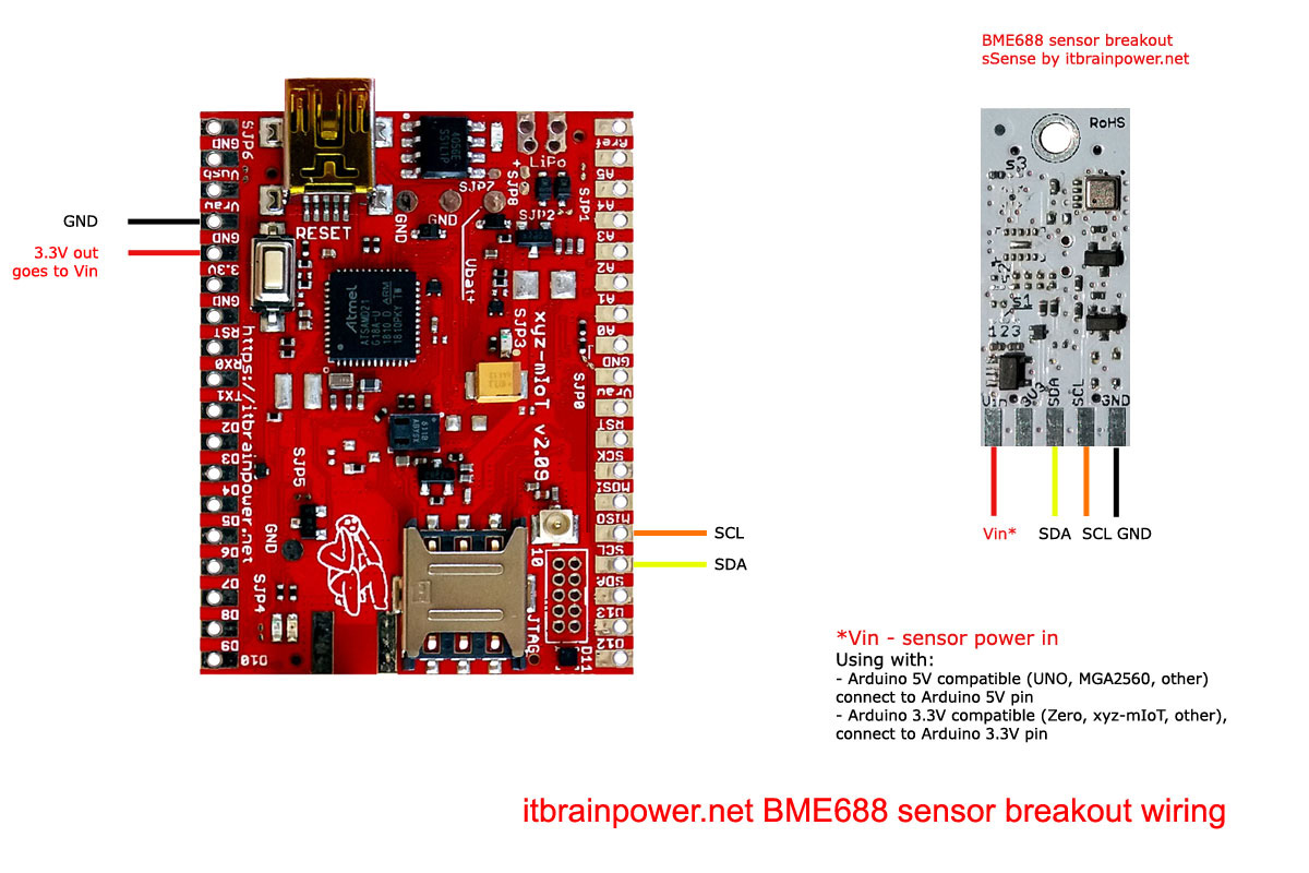BME688 sensor breakout Arduino shield wiring