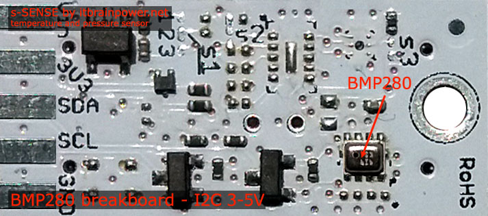BMP280 I2C sensor break out board temperature pressure Sensor - s-Sense by itbrainpower.net :: top view
