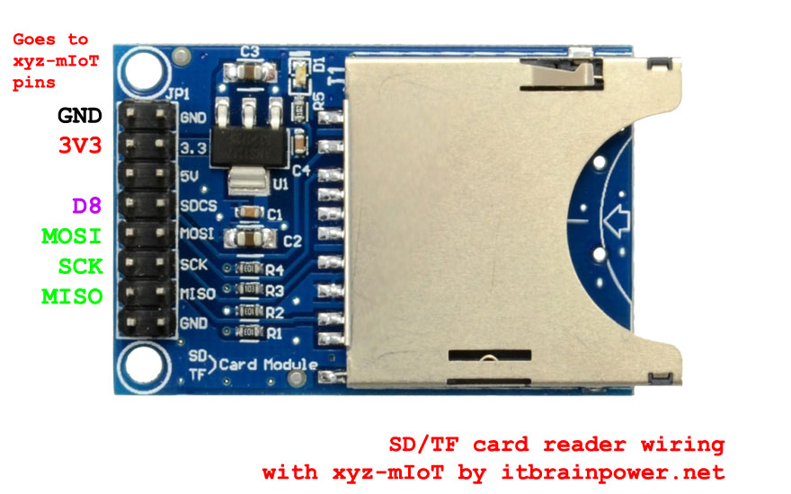 wiring standalone SD-TF reader to xyz-mIoT
