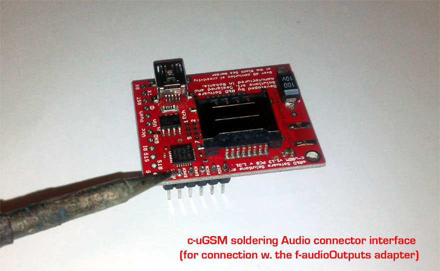  c-uGSM shield SOLDERING the 6x 2.54mm HEADER SOCKET on Audio Interface for f-AudioOutputs Audio adapter connection