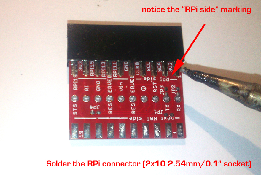 i-hatGSM3G adaptor >> solder the Raspberry PI side connector