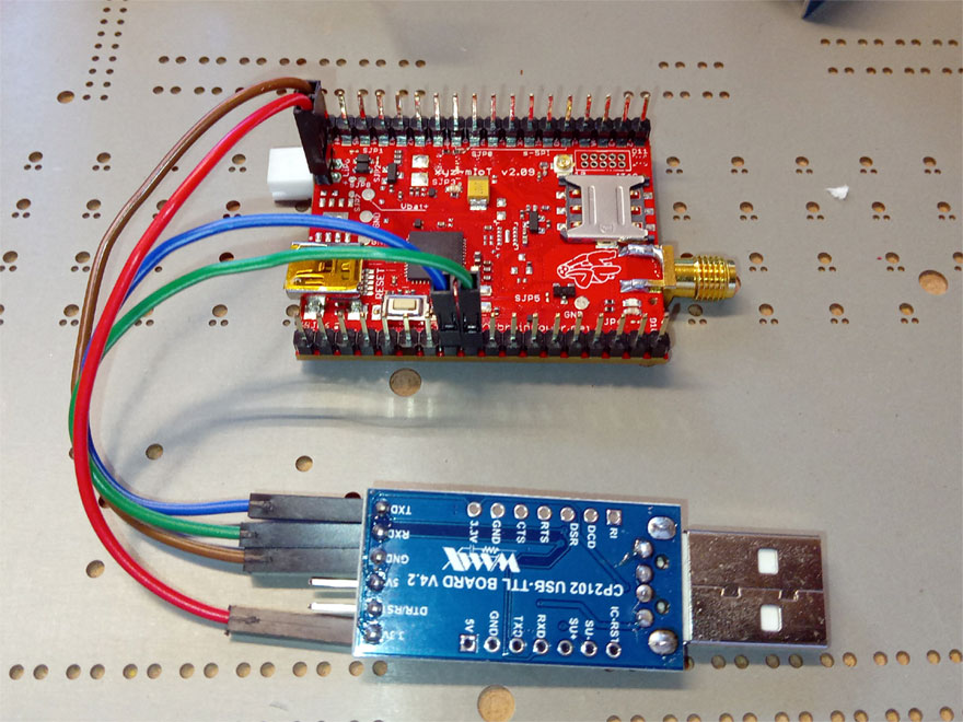 xyz-mIoT ultra low power - debug when power came from 3.3V CP2102 USB-serial adapter