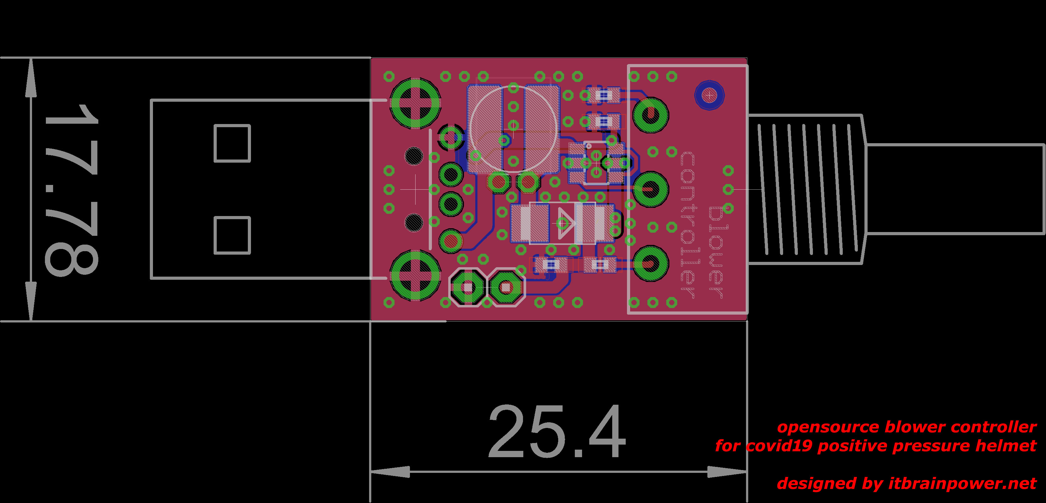 blower controller for covid19 PAPR, PCB v 0.2