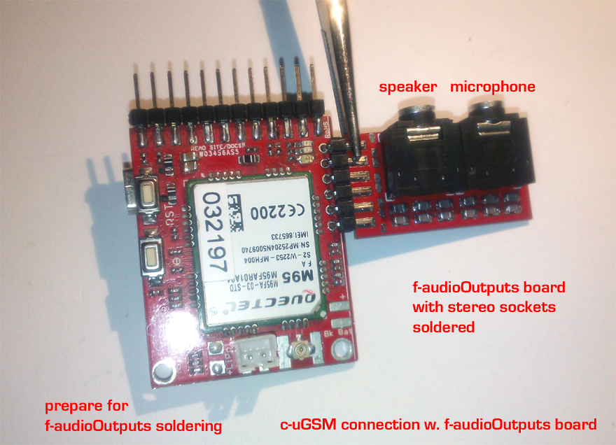 prepare for soldering the pinheader on f-AudioOutputs board adapter