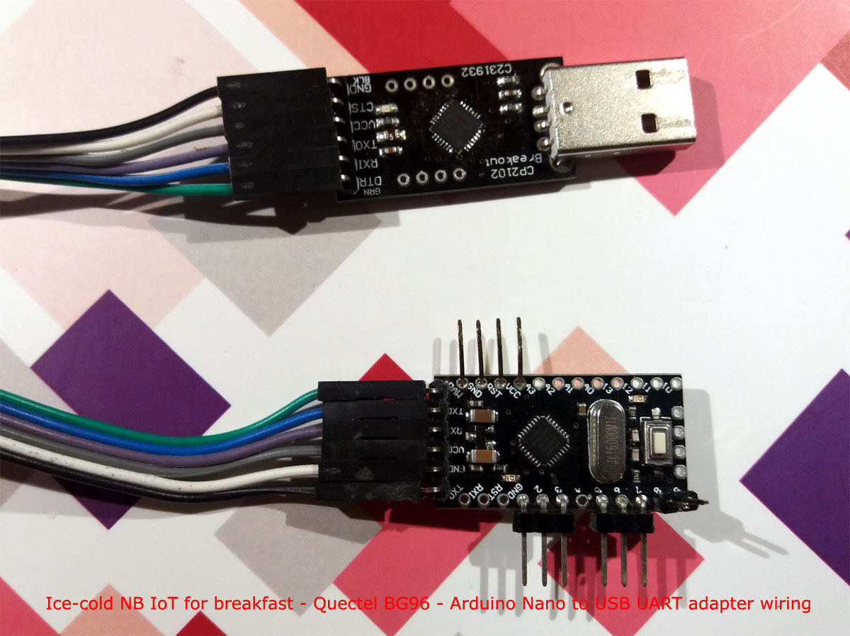 BG96 NB IoT mode - Arduino Nano to CP2102 board wiring