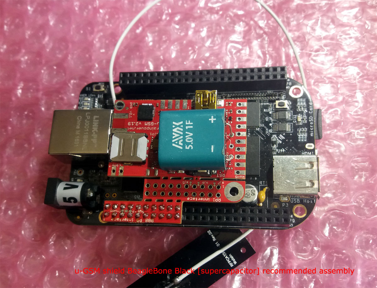 u-GSM BeagleBone assembly with supercapacitor - 01