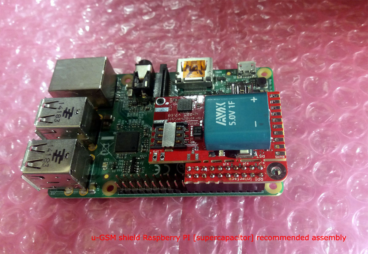 u-GSM Raspberry PI assembly with supercapacitor - 01