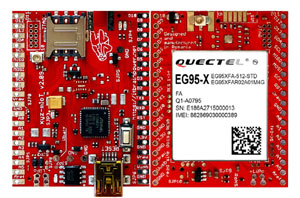 low power ARM0 shield equipped w. Quectel EG95A - LTE CAT4 + UMTS (3G) modem North American version - Arduino compatible, both sides view, 300px * xyz-mIoT v. 2.09