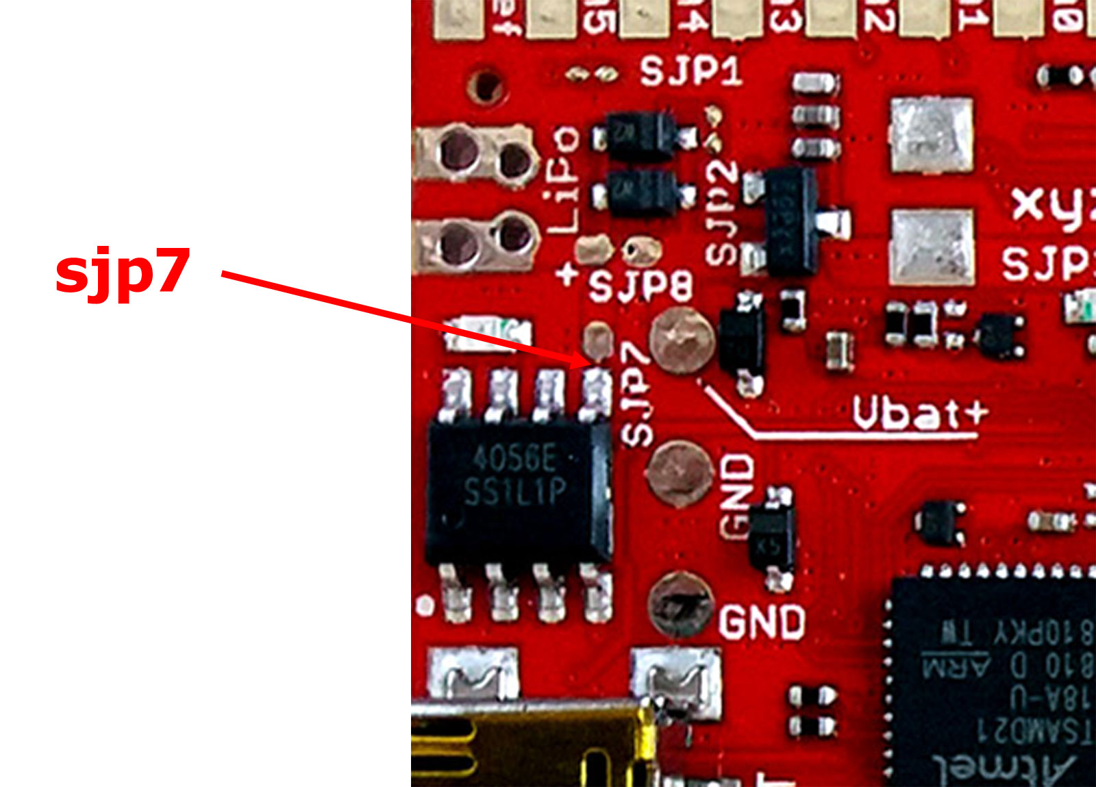 xyz-mIoT shield soldering jumper SJP7 detail