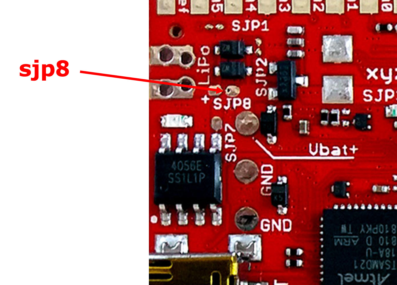 xyz-mIoT shield soldering jumper SJP8 detail